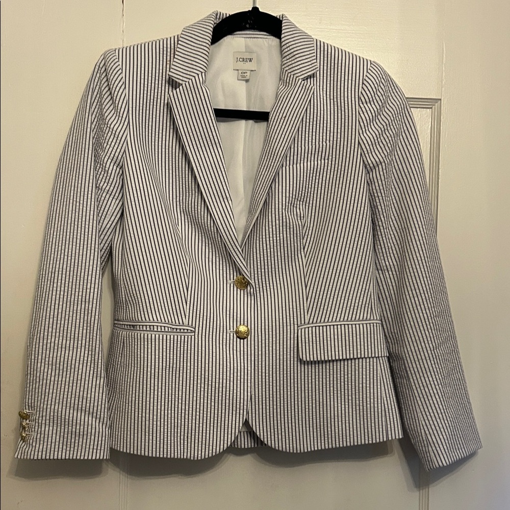J. Crew Striped Blazer with Gold Buttons